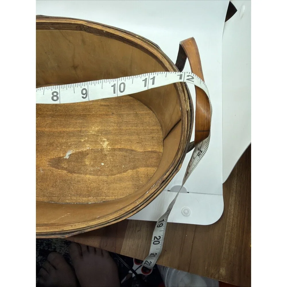 Oval Copper Sided Wood Harvest Plant Basket With End Loop Handles